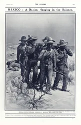 Mexicanske revolutionære bærer en såret mand fra marken, 1914
